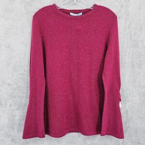Antonio Melani Madilyn Cashmere Sweater M Garnet Wine Red Bell Sleeve Pearls New